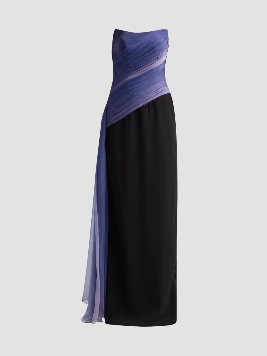 Crpe & Ombr Chiffon Column Gown by Rene Ruiz Collection
