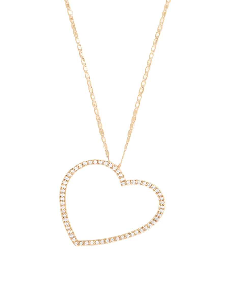 14K Gold & Diamond Flawless Heart Pendant Necklace by Lana