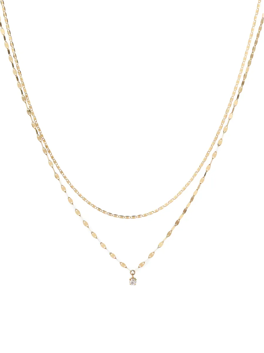 14K Yellow Gold & 0.11 TCW Diamond Double-Strand Necklace