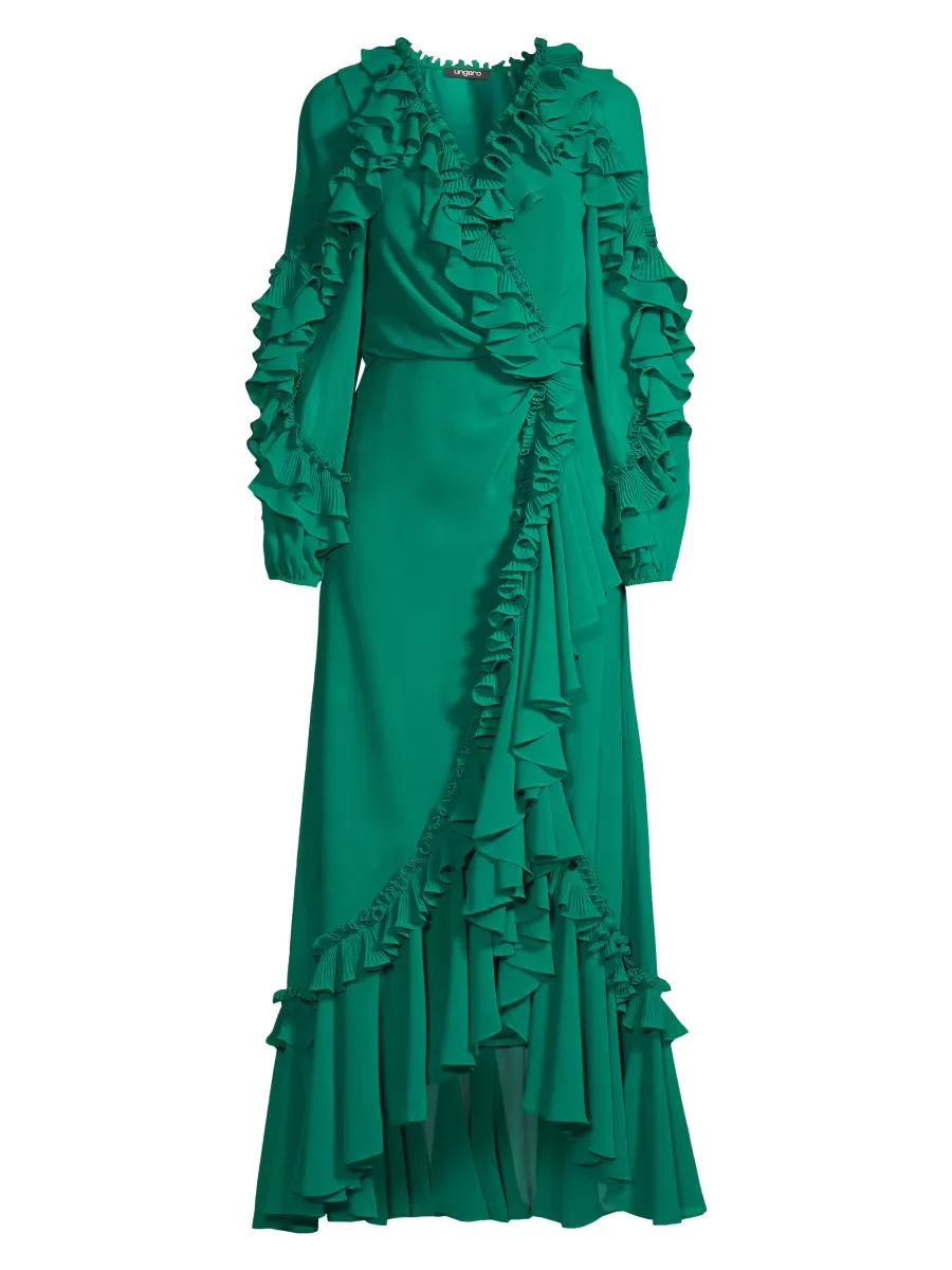 Leah Ruffle Long-Sleeve Maxi Dress by Ungaro