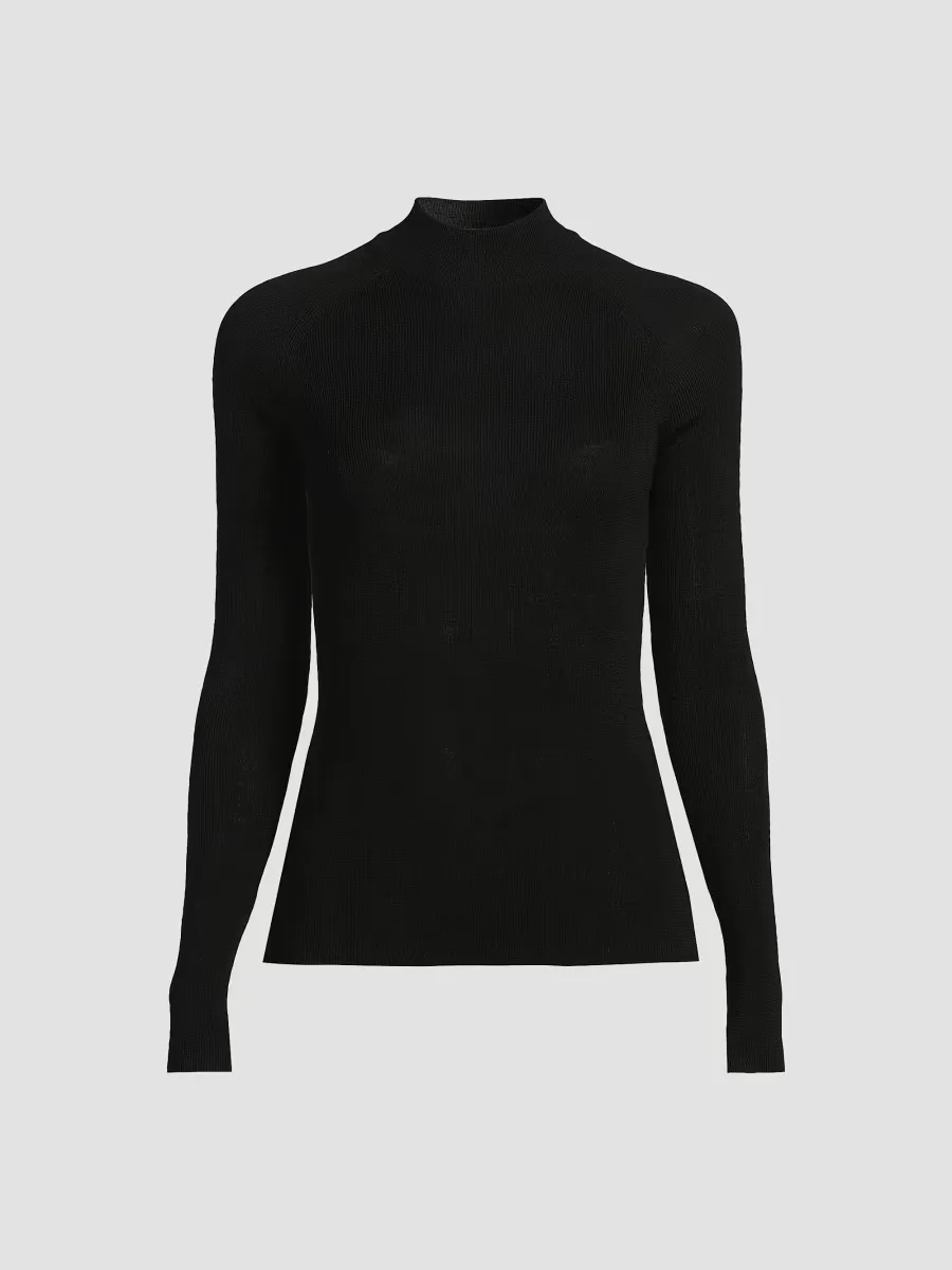 Merino Wool-Silk Knit Long-Sleeve Sweater