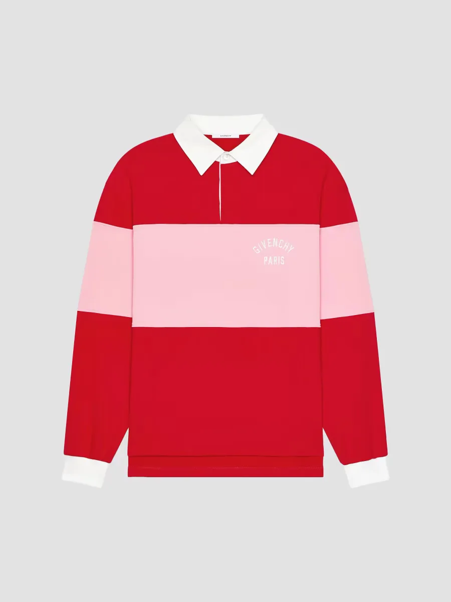 Bicolor Polo Shirt in Cotton with Logo Embroidery by GIVENCHY