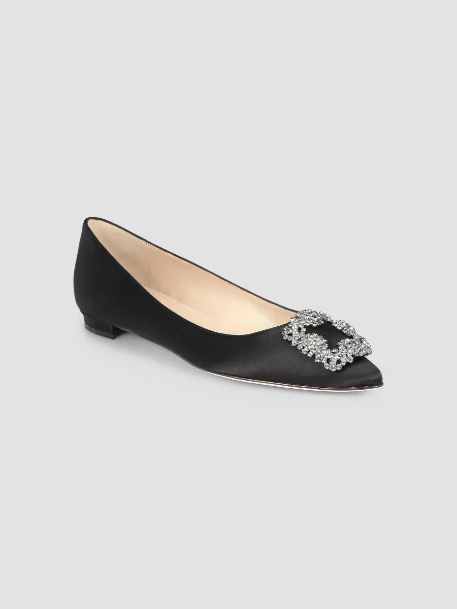 Hangisi 25MM Embellished Satin Flats by Manolo Blahnik