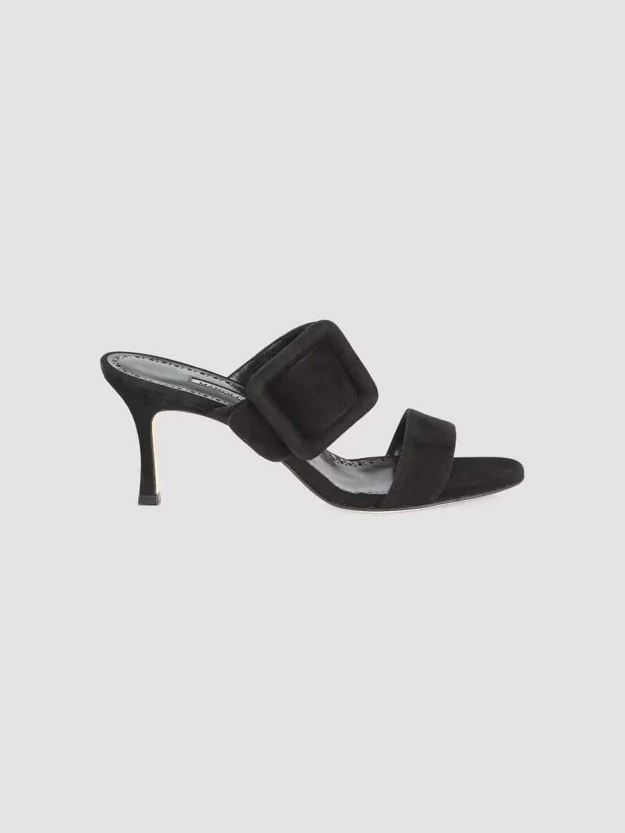 Gable 70MM Suede Buckle Mules by Manolo Blahnik