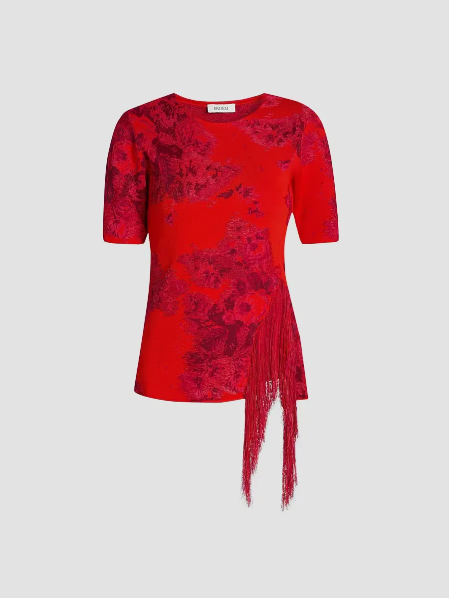 French Frayed Jacquard Knit Top by Erdem