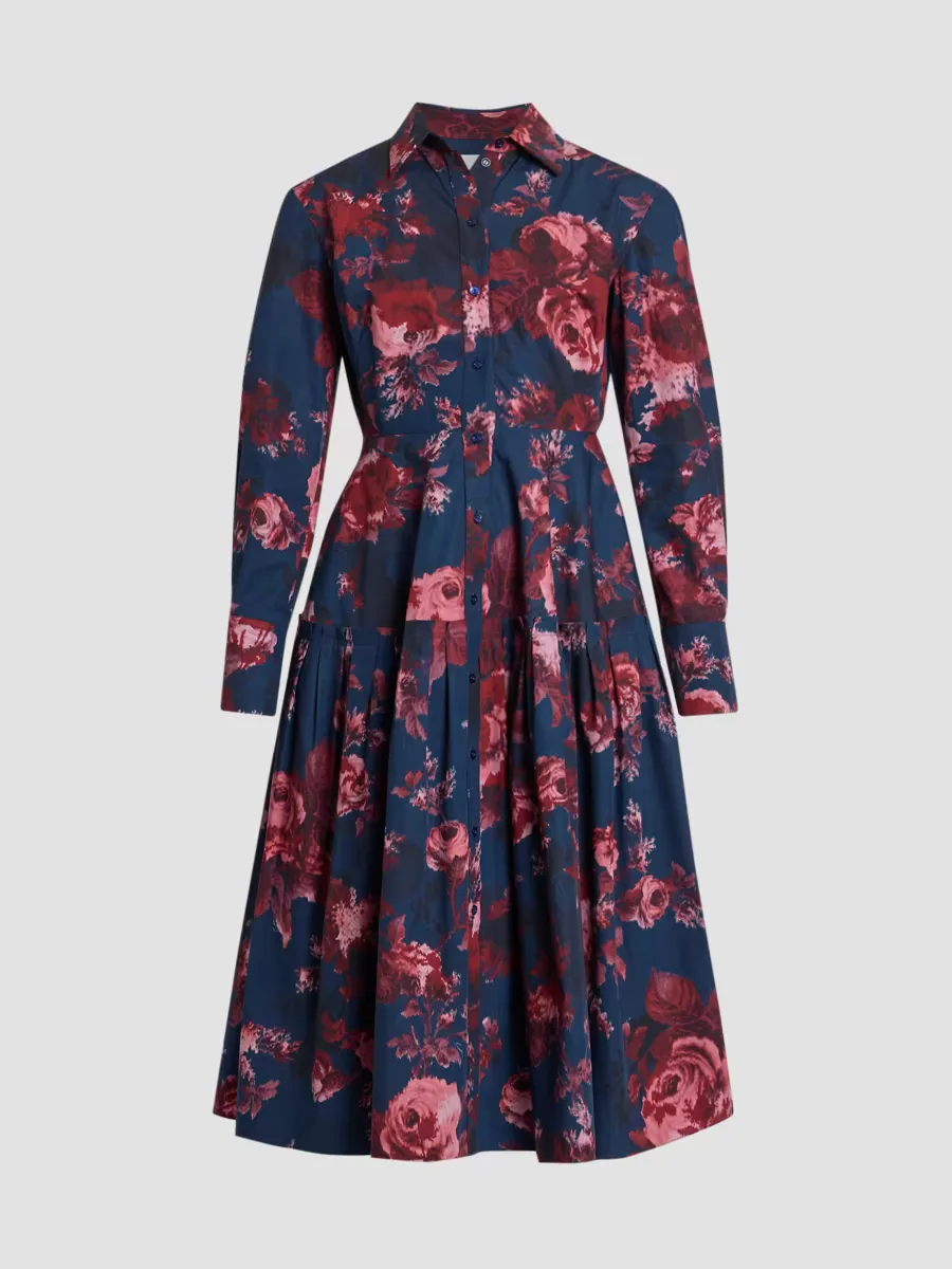 Floral Cotton Midi Shirtdress by Erdem