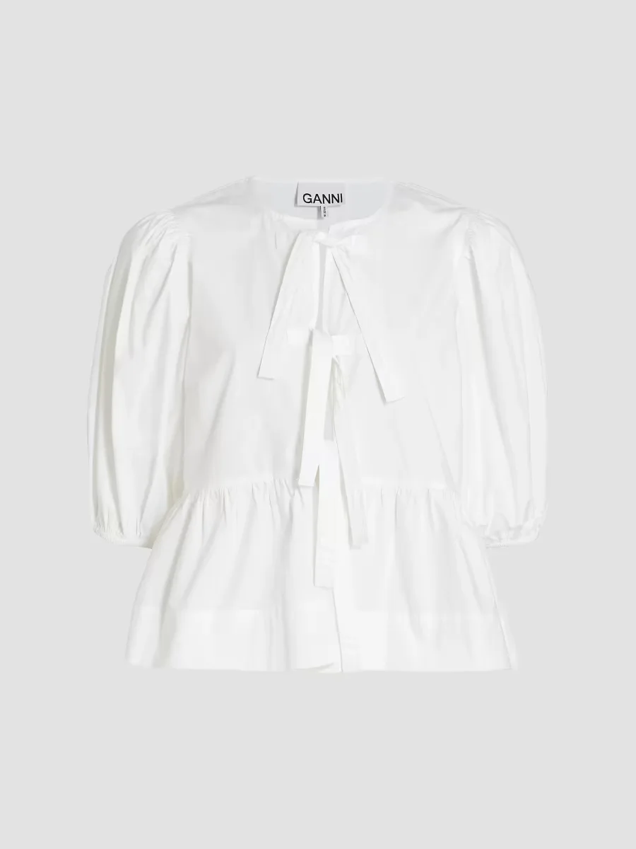 Cotton Poplin Peplum Blouse by GANNI