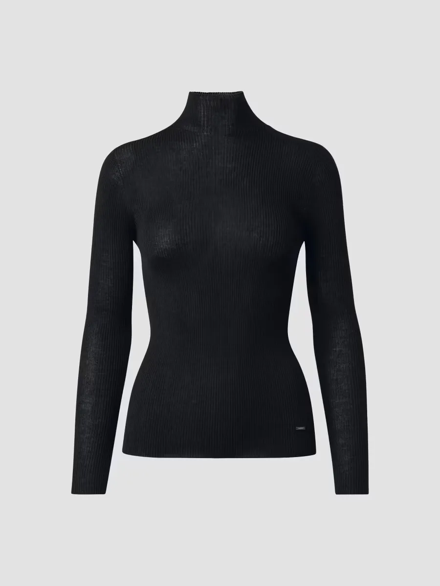 Rib-Knit Cashmere-Silk Turtleneck