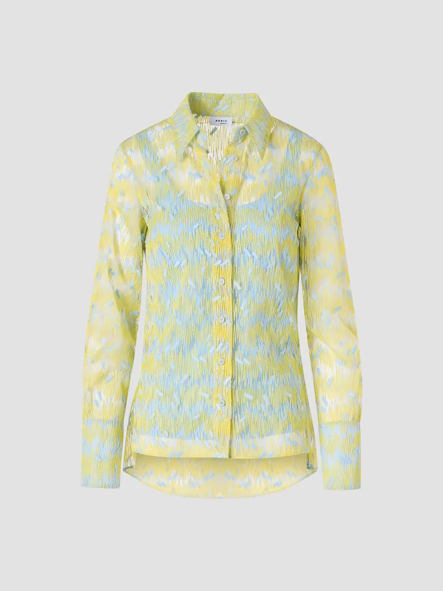 Embroidered Tulle Button-Front Shirt by Akris Punto