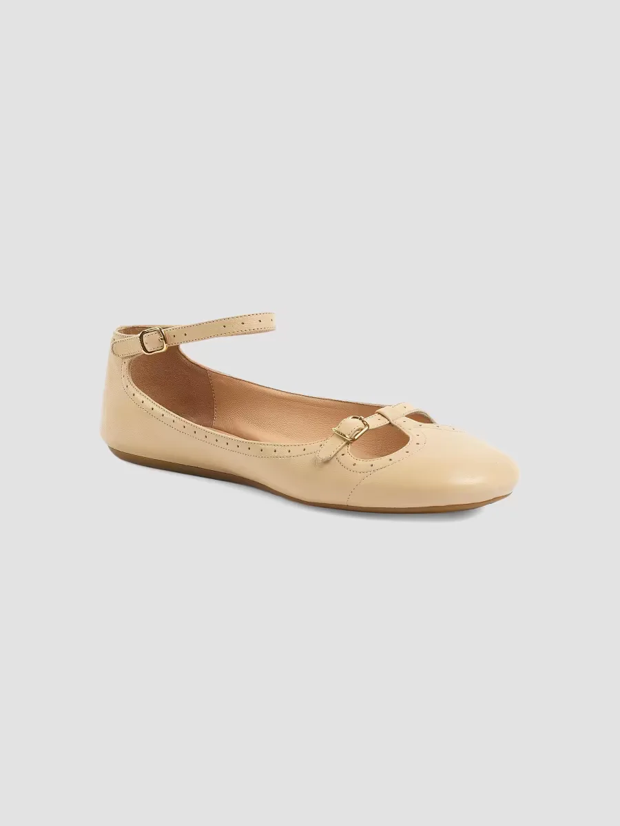 Misty Perforated Leather T-Strap Flats by Chloé