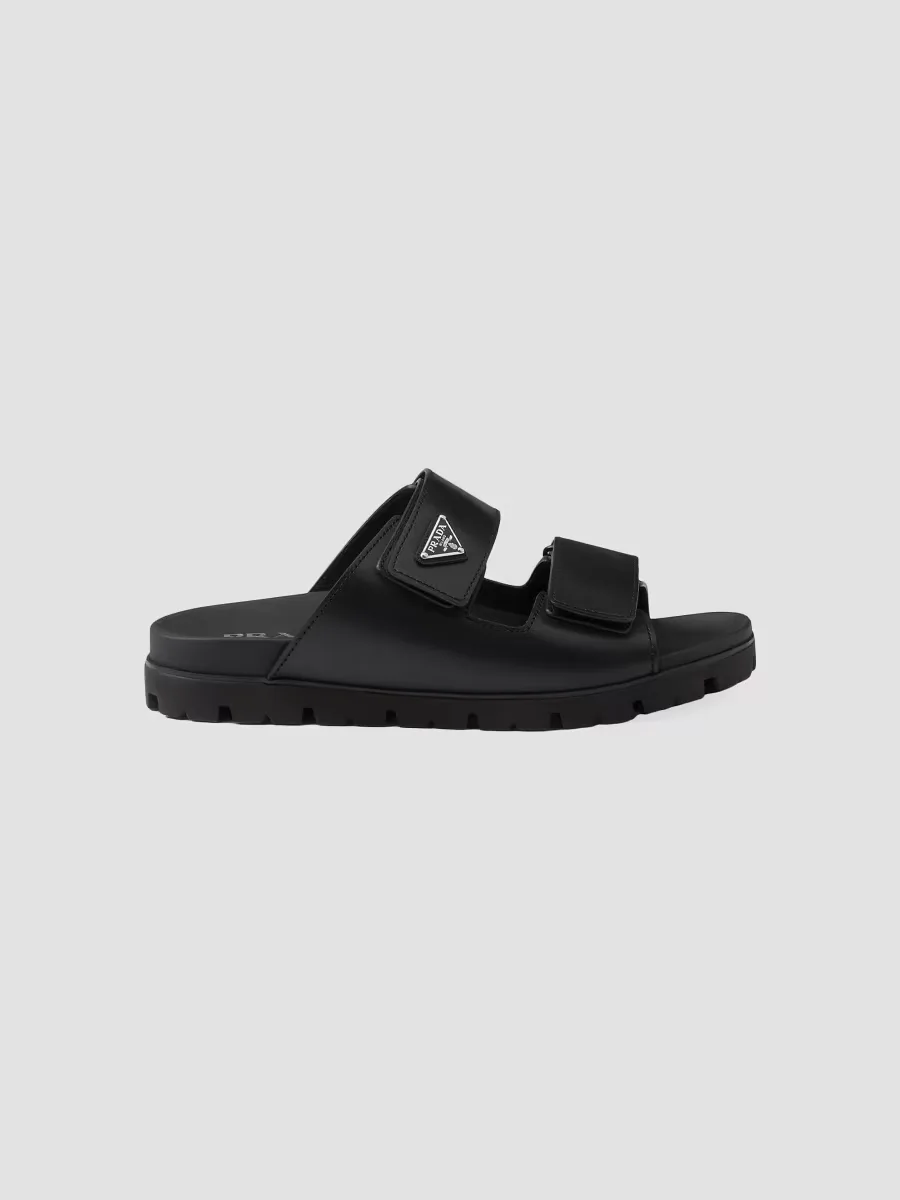 Leather Strap Sandals by Prada