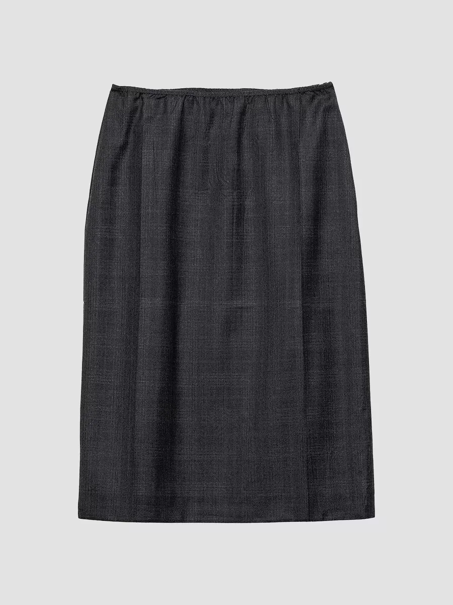 Checked Wool Midi-Skirt