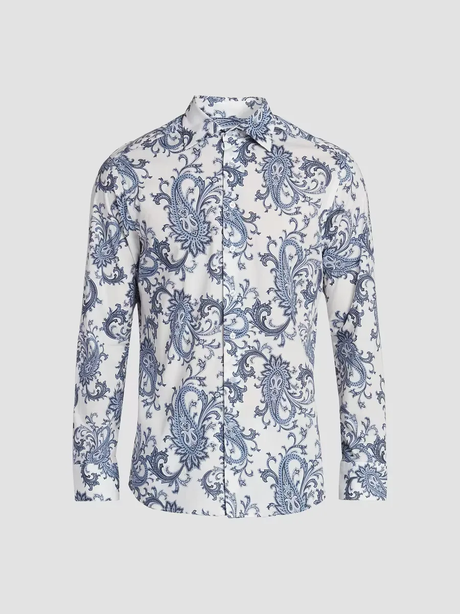 Macro Paisley Stretch-Cotton Shirt