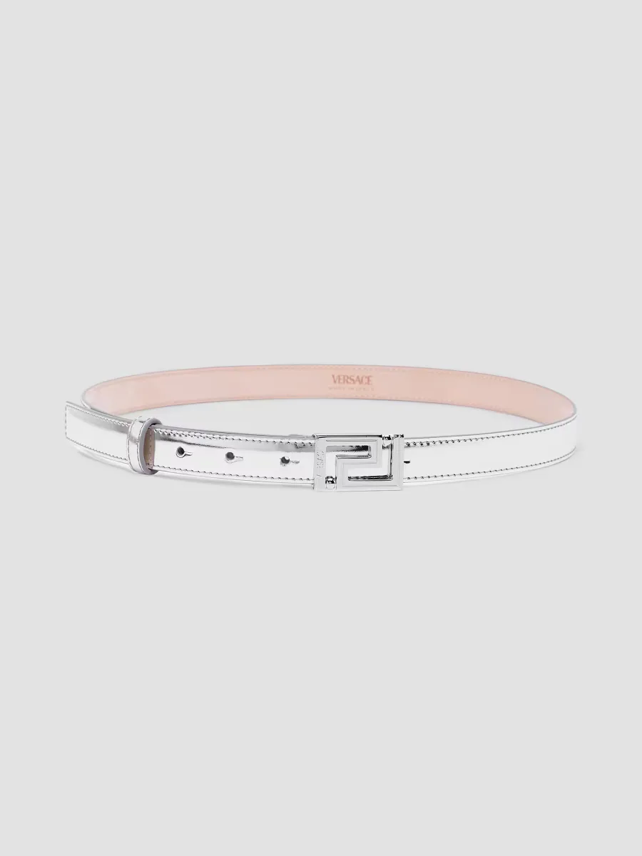 Metallic Leather Belt by Versace