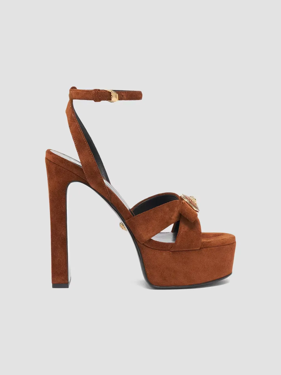 Gianna 140MM Suede Platform Sandals by Versace