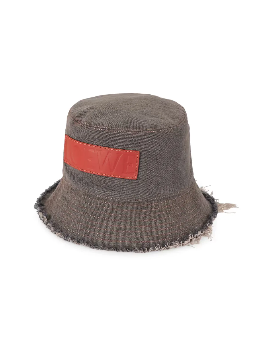 Logo Frayed Denim Bucket Hat by LOEWE