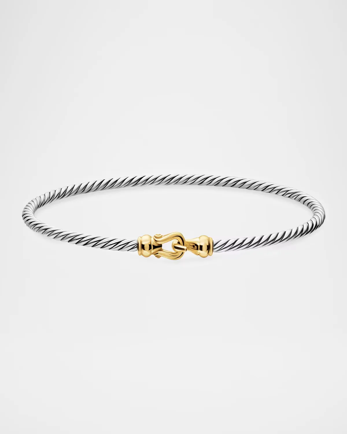 Micro Cable Flex Buckle Bracelet in Silver and 14K Gold, 2.6mm