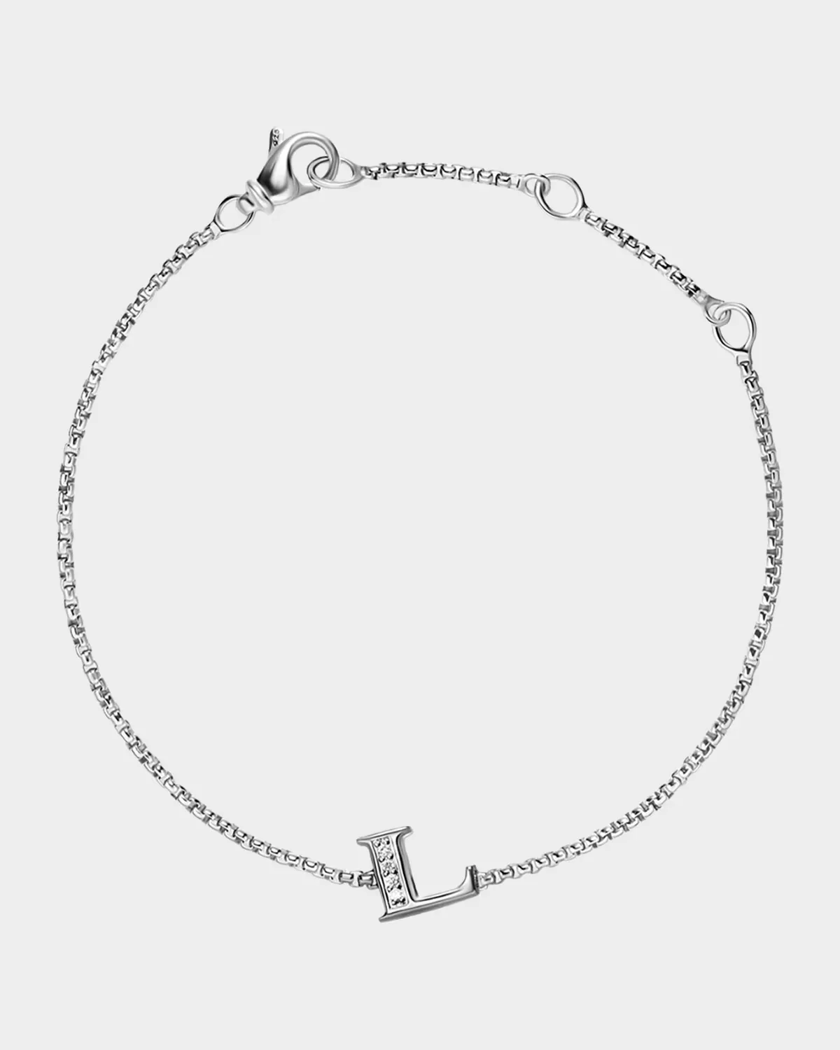 Petite Initial Chain Bracelet with Diamonds in Silver, L by David Yurman
