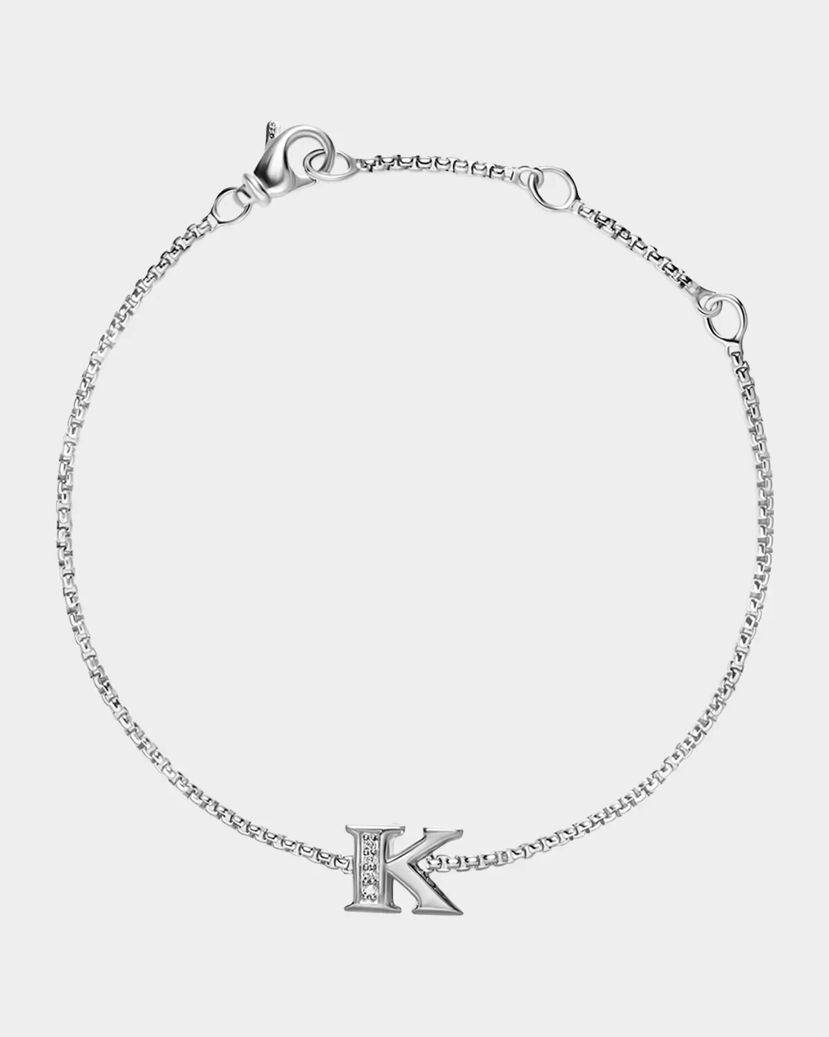 Petite Initial Chain Bracelet with Diamonds in Silver, K by David Yurman