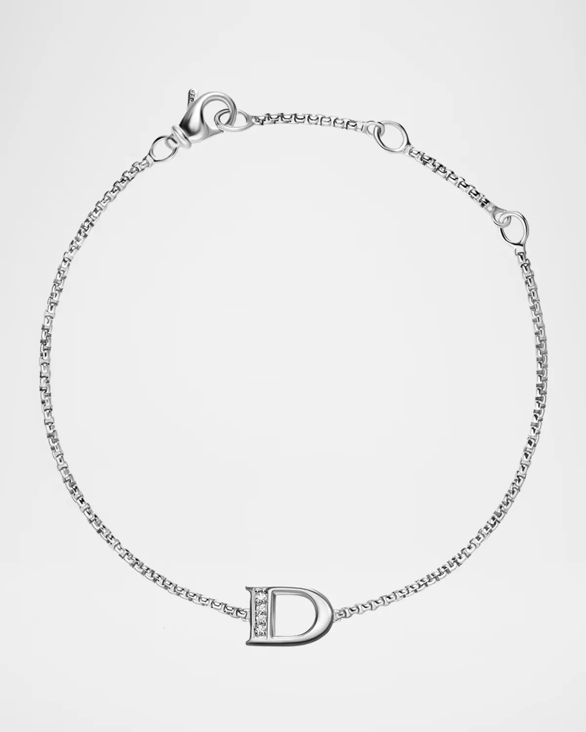 Petite Initial Chain Bracelet with Diamonds in Silver, D by David Yurman