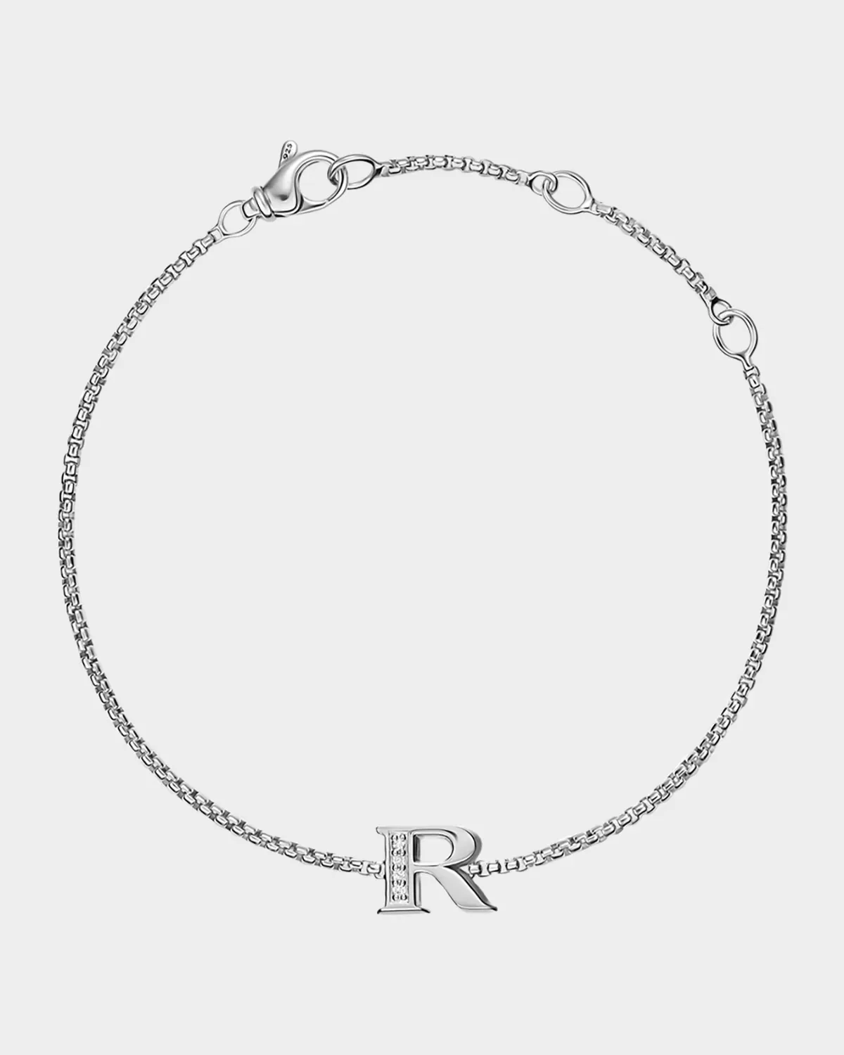 Petite Initial Chain Bracelet with Diamonds in Silver, R by David Yurman