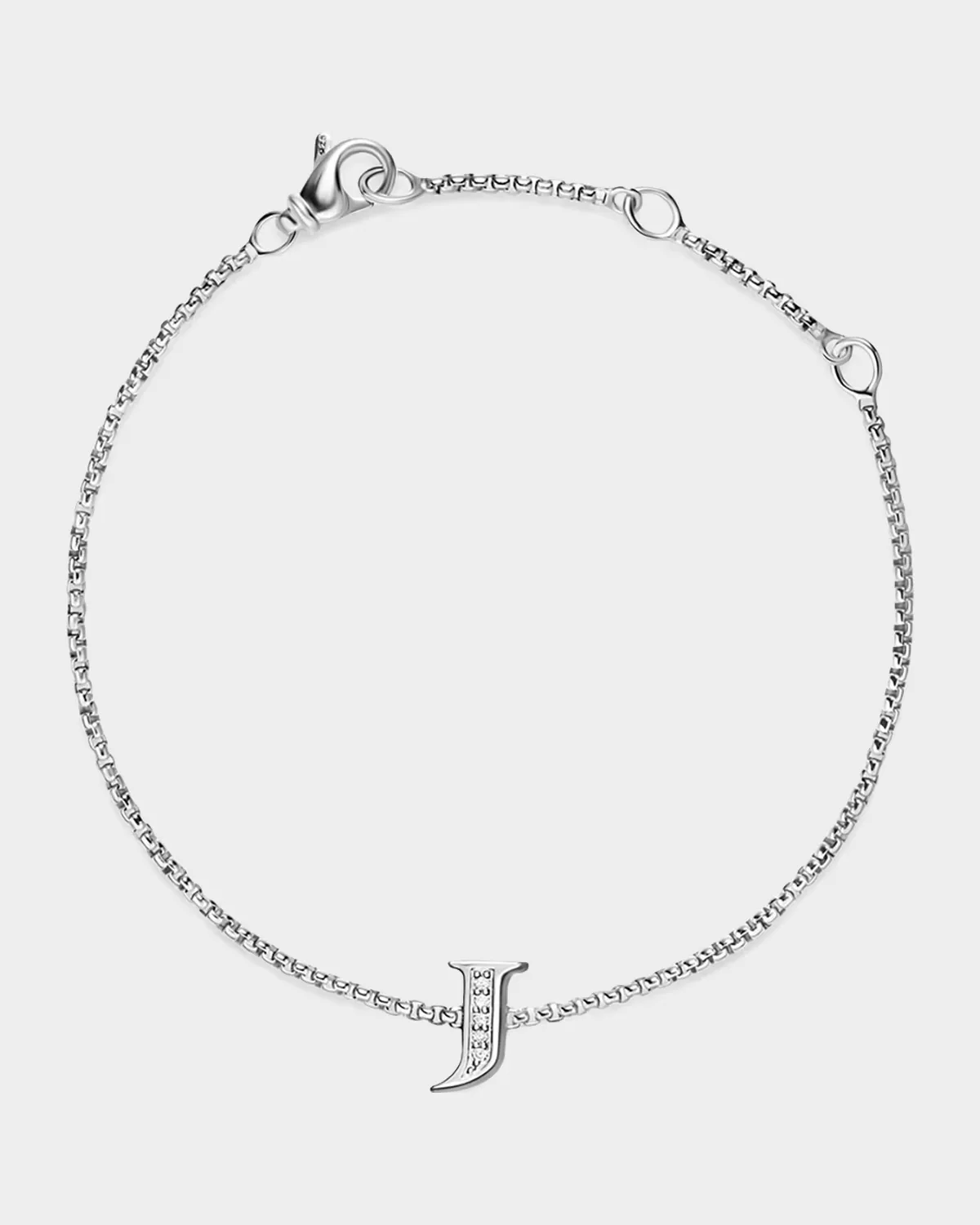 Petite Initial Chain Bracelet with Diamonds in Silver, J by David Yurman