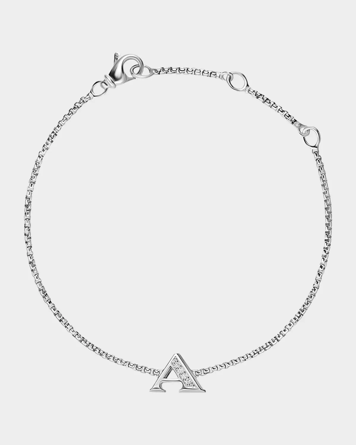 Petite Initial Chain Bracelet with Diamonds in Silver, A by David Yurman