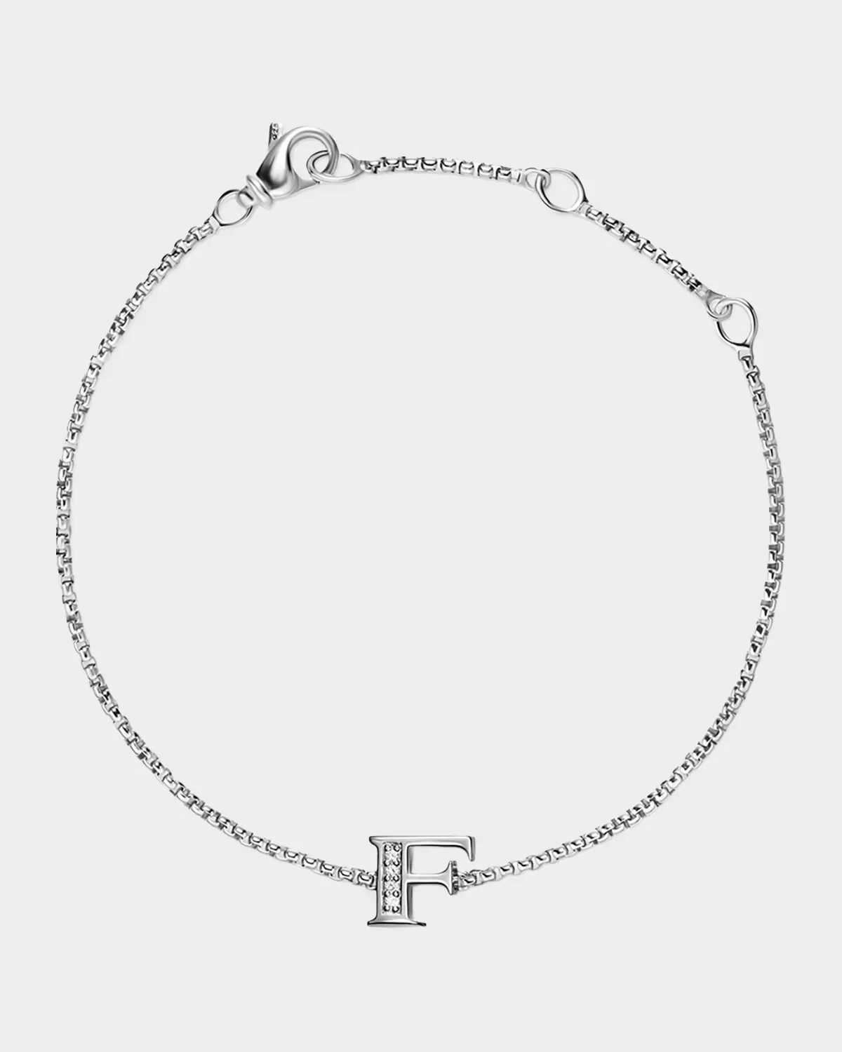 Petite Initial Chain Bracelet with Diamonds in Silver, F by David Yurman