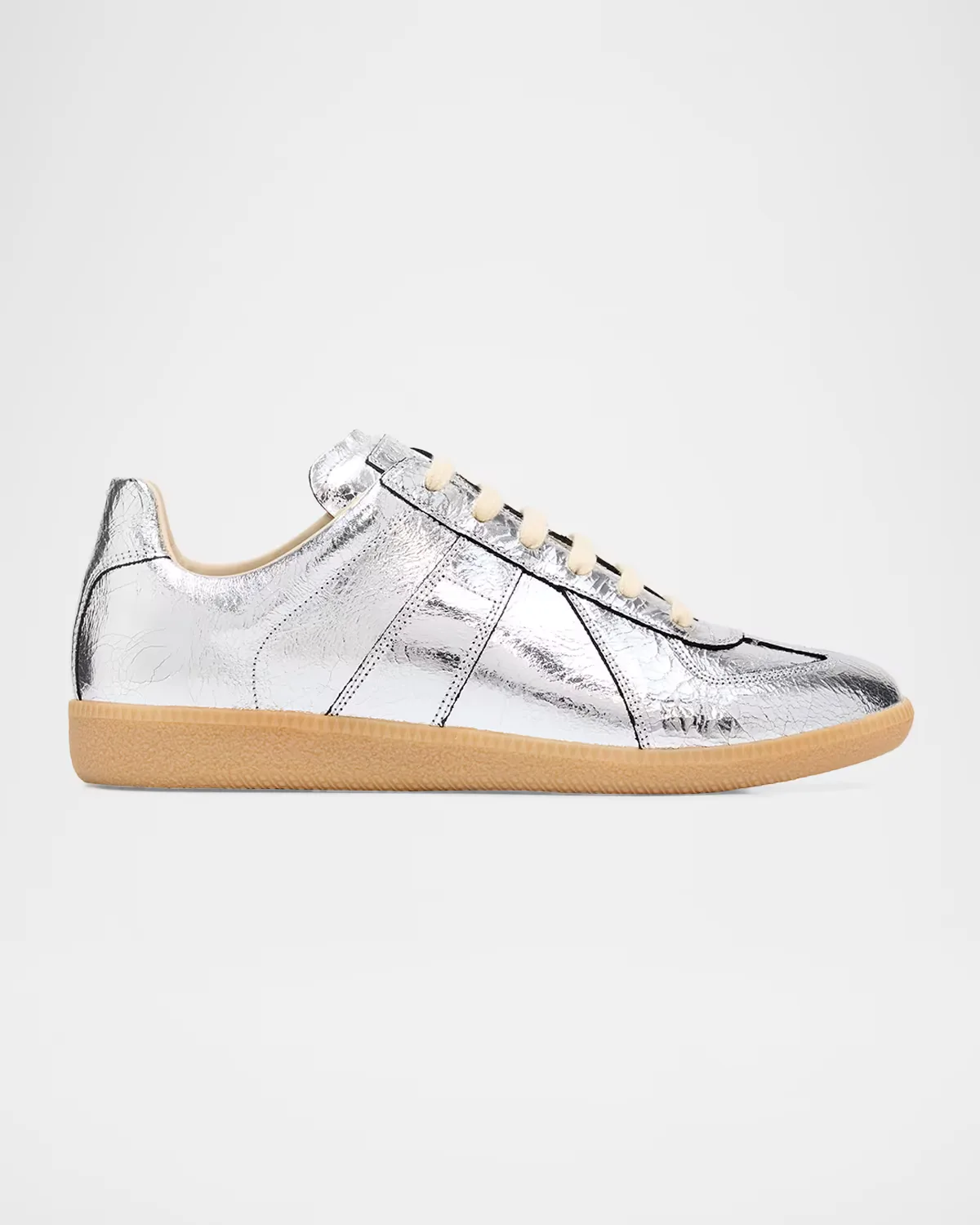 Replica Metallic Leather Low-Top Sneakers by Maison Margiela