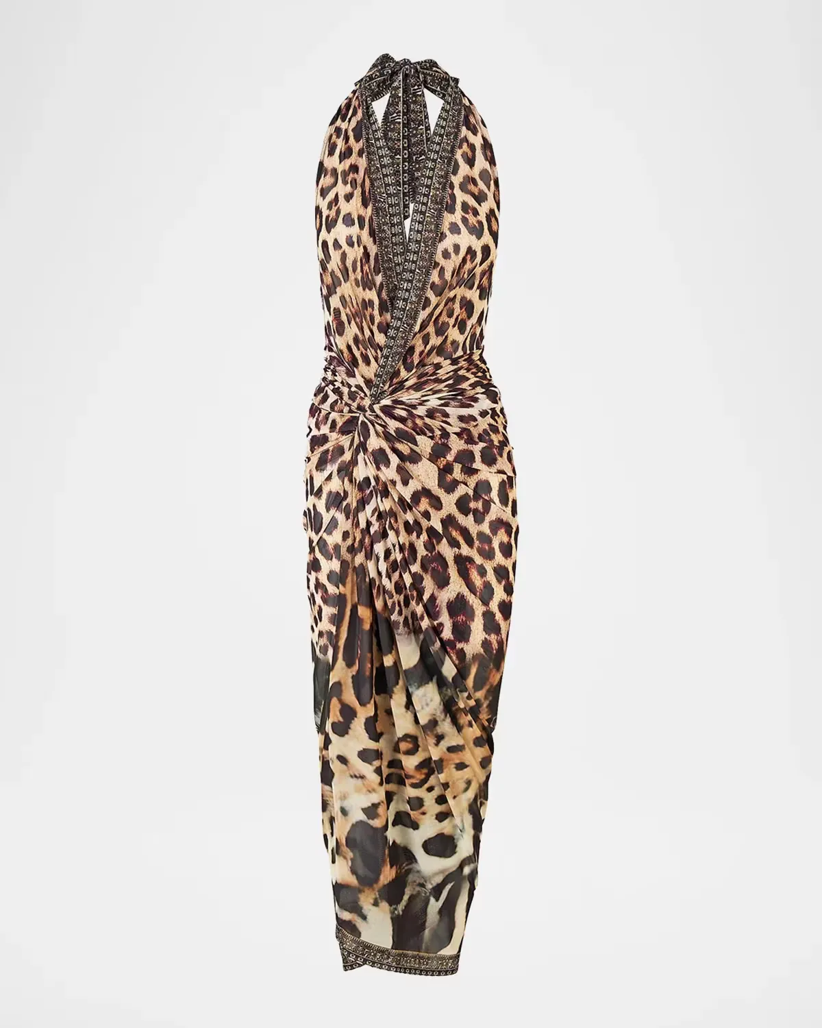 Leotigra Printed Side Twist Jersey Maxi Dress by Camilla