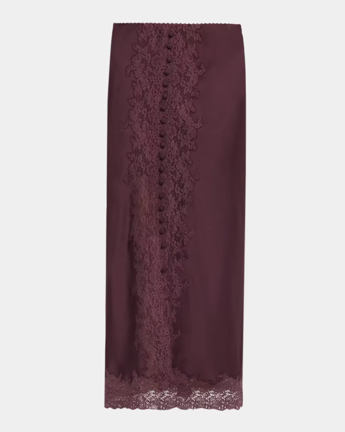 Tirelle Lace-Trim Satin Midi Skirt by LoveShackFancy