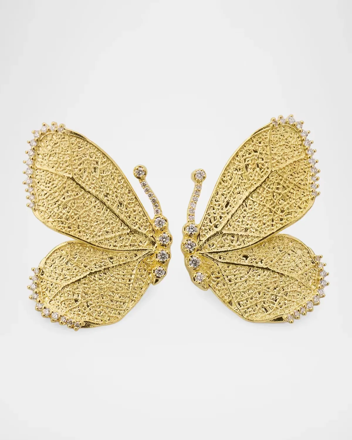 18K Yellow Gold Diamond Butterfly Half Wing Earrings by Tanya Farah