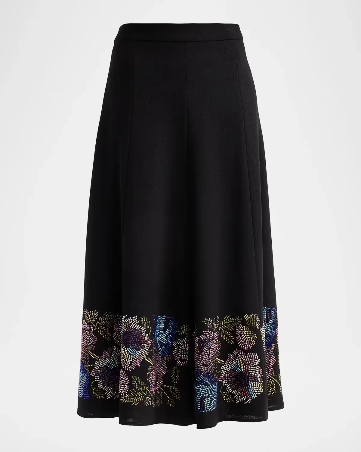 Mosaic Floral Embellished Wool Midi Tulip Skirt by Libertine