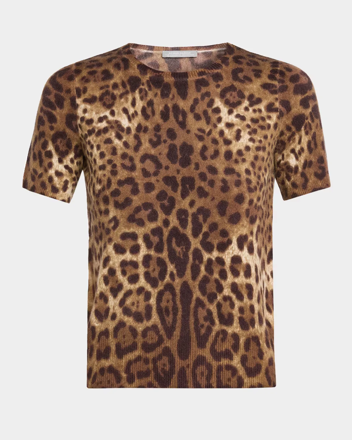 Cashmere Animal-Print Crewneck Top by Neiman Marcus