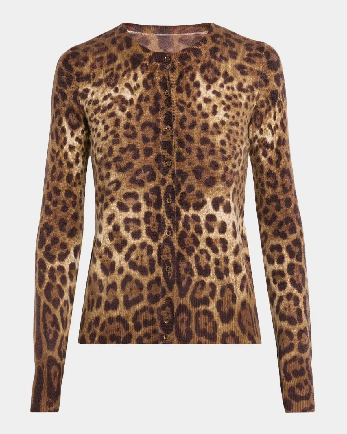 Cashmere Animal-Print Crewneck Cardigan by Neiman Marcus
