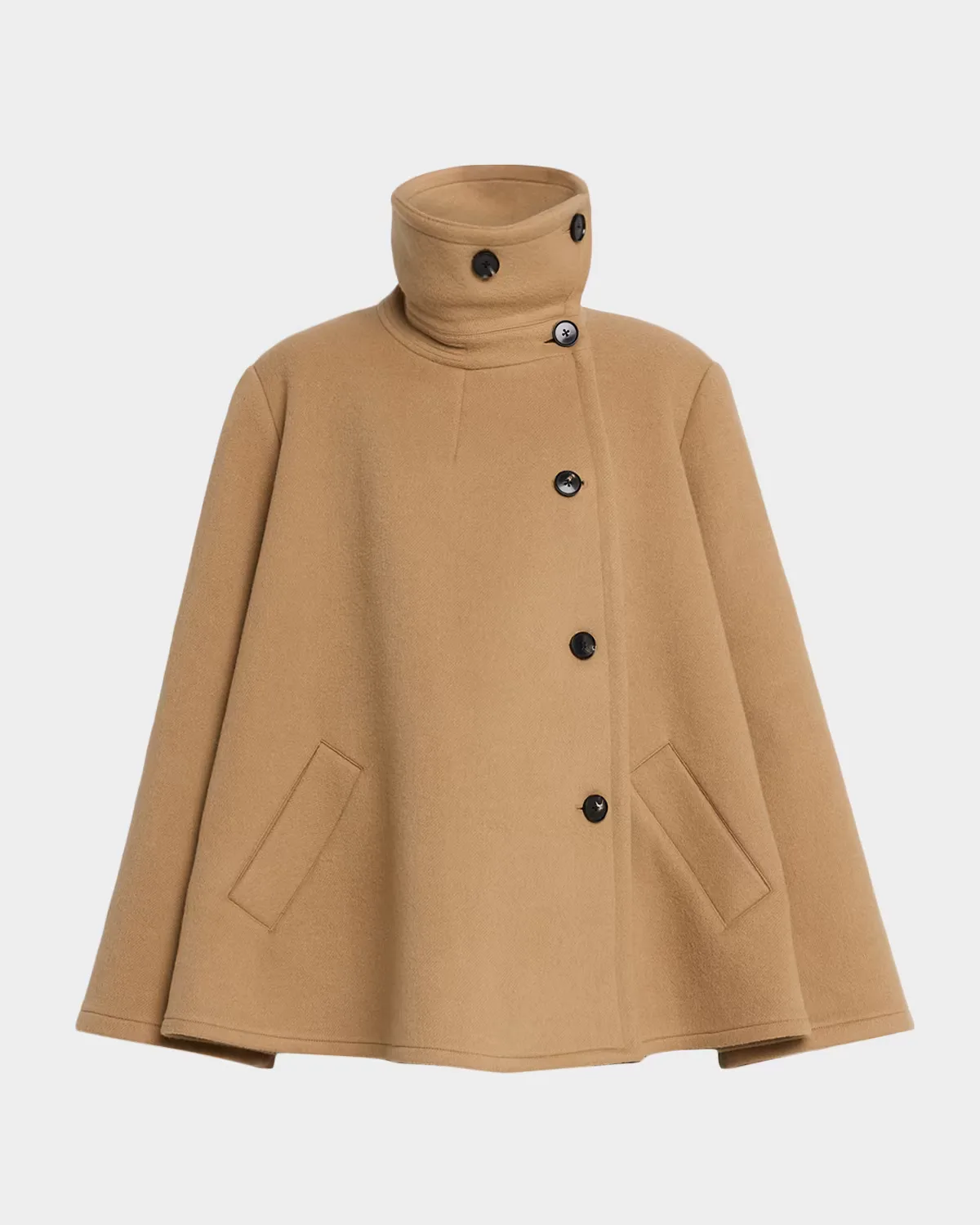 Draped Collar Wool-Cashmere Swing Coat by Co