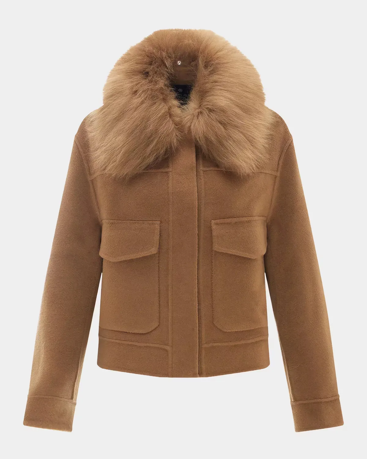 Cashmere and Wool Jacket with Detachable Goat Shearling Collar by Gorski