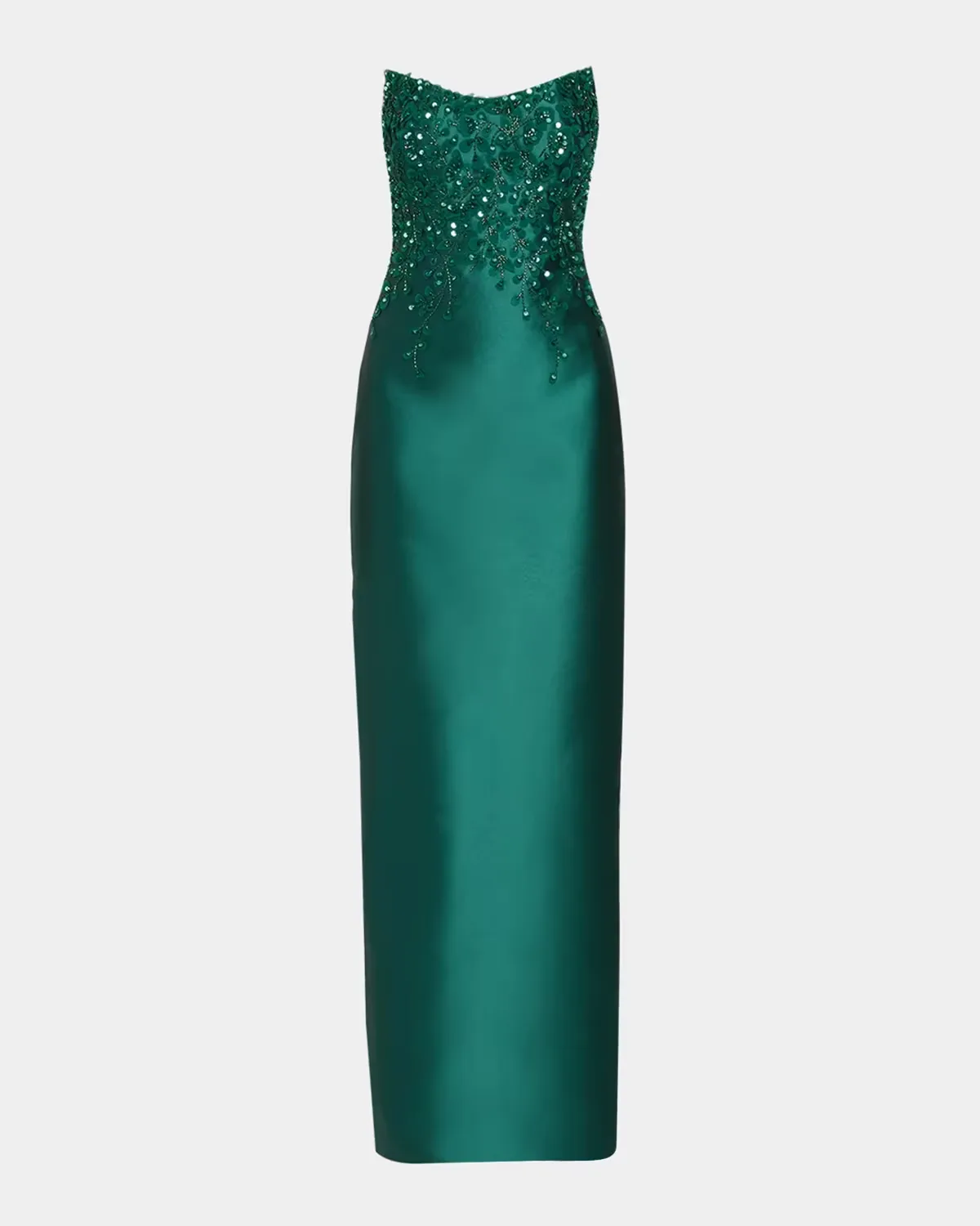 Beaded Strapless Silk Column Gown by Pamella Roland