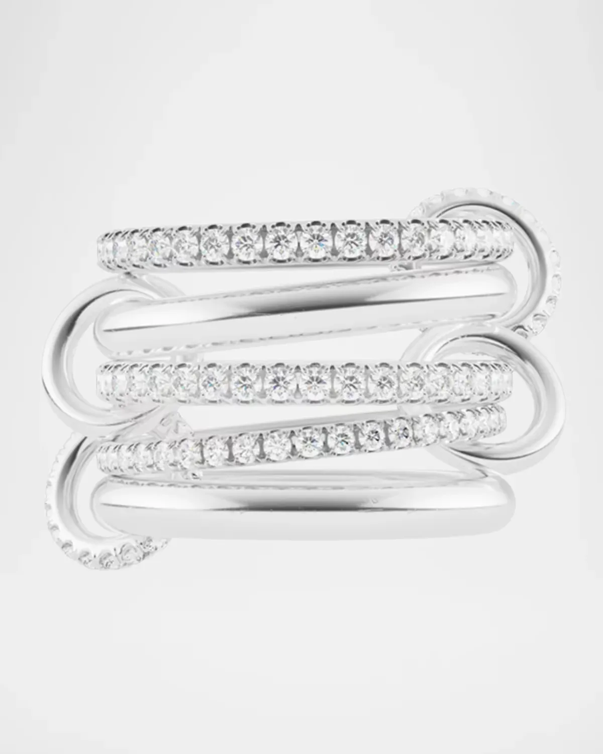 Aquarius Sterling Silver Diamond Pav Petite 5-Band Ring