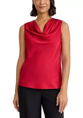 Sleeveless Drape Texture Satin Top by Kasper