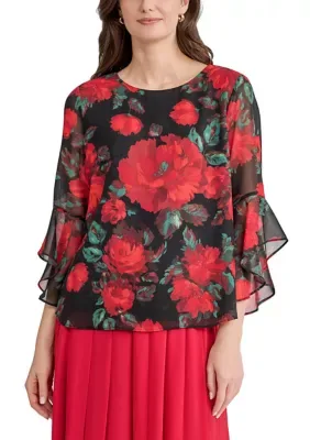 3/4 Ruffle Sleeve Blouse