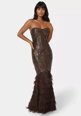Sequin Feather Gown by bebe