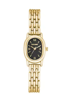 Casual Gold-Tone Alloy Metal Black Dial Bracelet Watch by Steve Madden