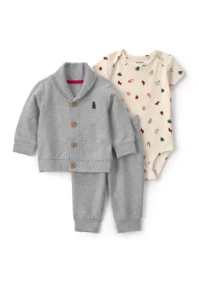 Print Bodysuit and Pants Set with Cardigan by Carter's