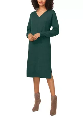 Long Sleeve V-Neck Sweater Dress by Vince Camuto