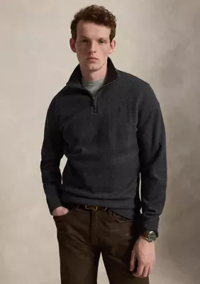 Plaid Estate-Rib Quarter-Zip Pullover by Polo Ralph Lauren