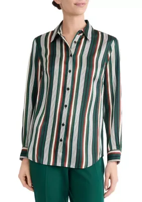 Long Sleeve Button Down Blouse by Kasper
