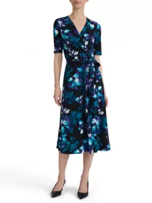 Pleated Fit and Flare Dress by Kasper