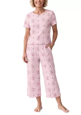 Short Sleeve Shirt and Cropped Pajama Set by Martha Stewart