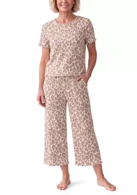 Short Sleeve Shirt and Cropped Pajama Set